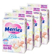 妙而舒 Merries 日本花王婴幼儿纸尿裤尿不湿S码60片X4包装