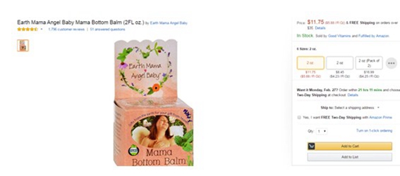 Earth Mama Angel Baby Earth Mama Bottom Balm