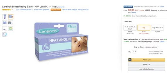 Lansinoh Breastfeeding Salve - HPA Lanolin