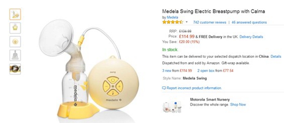 Medela Swing Electric Breastpump with Calma