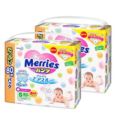 新款花王Merries拉拉裤S80X2包 页面有379日元优惠券折后价3762日元还可叠加定期便